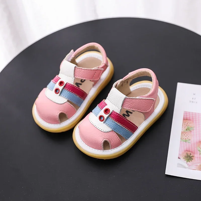 Summer Infant Toddler Casual Shoes Baby Girls Boys Sandals Kids Genuine Leather Sandals Soft Sole Children Anti-collision Shoes