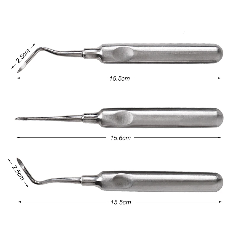 3Pcs Dental Curved Root Lift Elevator Stainless Steel Tooth Extracting Forceps Dentistry Tools Teeth Extraction Equipment