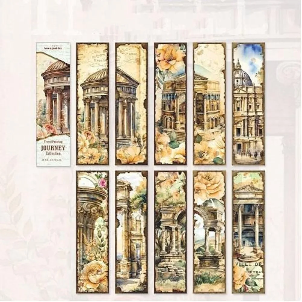 2Sets 40Pcs Art Paper Bookmarks Book Reading Marker Gift Paris Greek Ireland Travel Painting Bookmark Rectangle Building