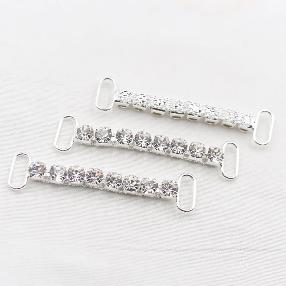 10 pcs of 12 * 55MM Single Row Reinforced Rhinestone Decorative Chain/Bikini Connection Buckle Shoulder Strap Clothing Accessori