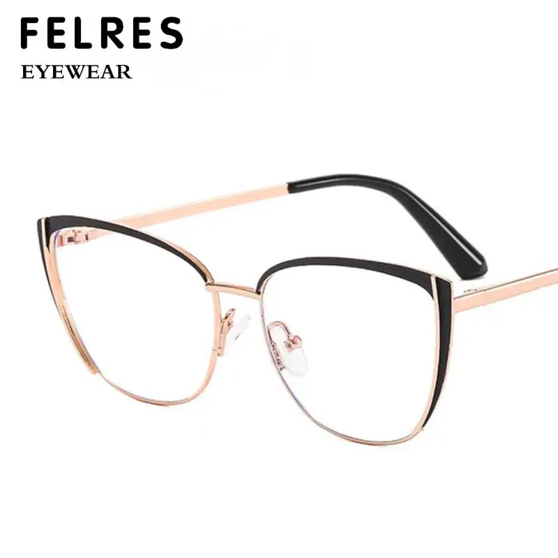 Fashion Anti Blue Light Reading Glasses Women Metal Half Frame Presbyopic Eyeglasses Cat Eye Glasses Lenses Presbyopic Glasses