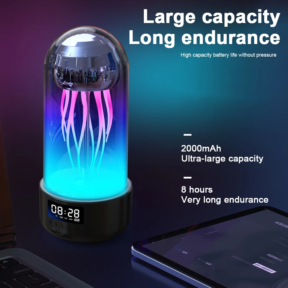 2 in1 Smart Jellyfish Speaker Subwoofer with 7 Color Light Portable Music Sound Box for Children Bedroom Decoration Night Lights