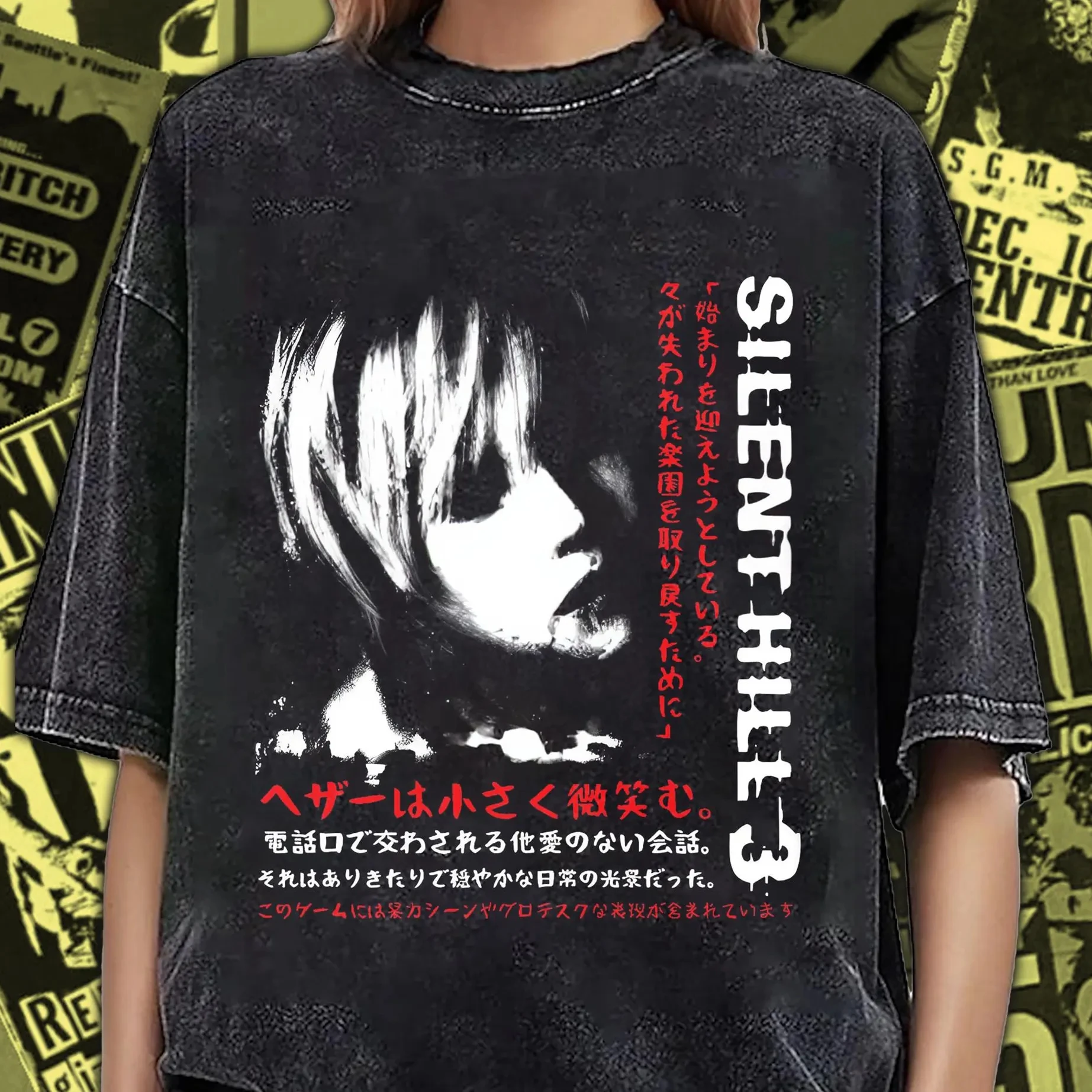 Camiseta Vintage Lavada Silent Hill 3: Camiseta de Fan de Videojuegos de Terror con Gráfico de Heather Mason Desgastado, Camiseta de James Sunderland