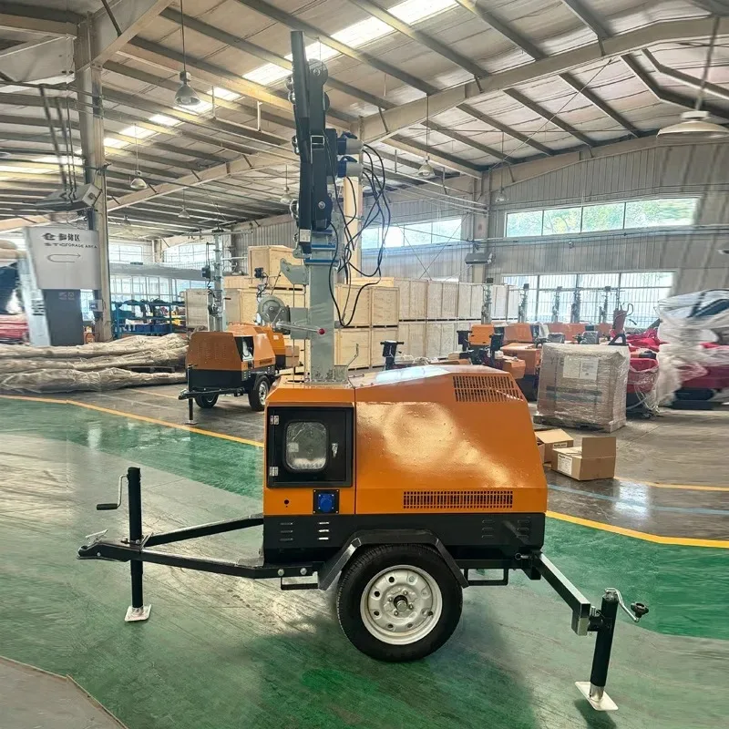 High Quality 5m 7m 9m Mast Light Tower IP65 Portable Trailer Hand-lifting Mobile Lighting System