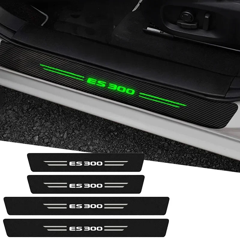 Luminous for Lexus ES300 Badge Car Door Sill Scuff Plate Decals Carbon Fiber Threshold Protector Stickers Strip Tape Accessories