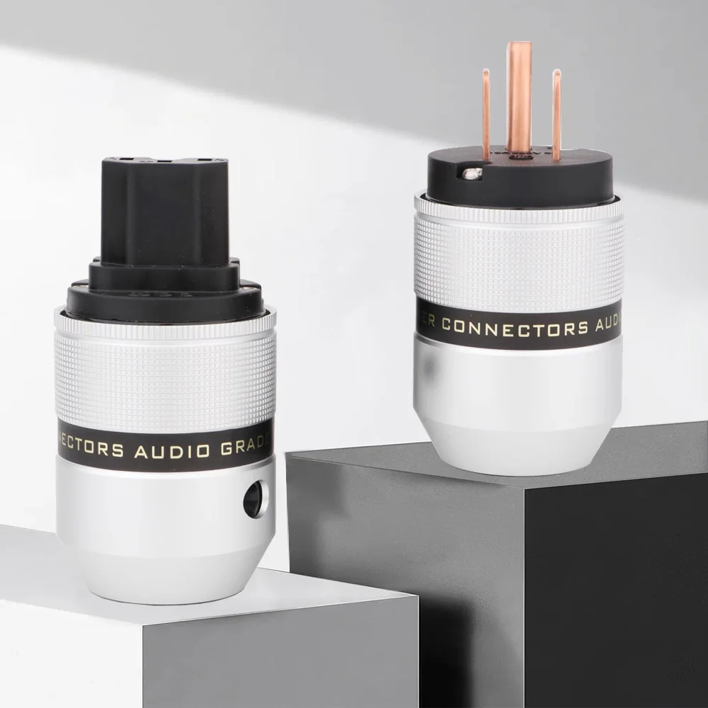 

Hi-End Pure Copper Aluminum shell US Power Plug IEC Connector Hifi Audio Amplifie AC Power Cord Cable Plug Socket Connector