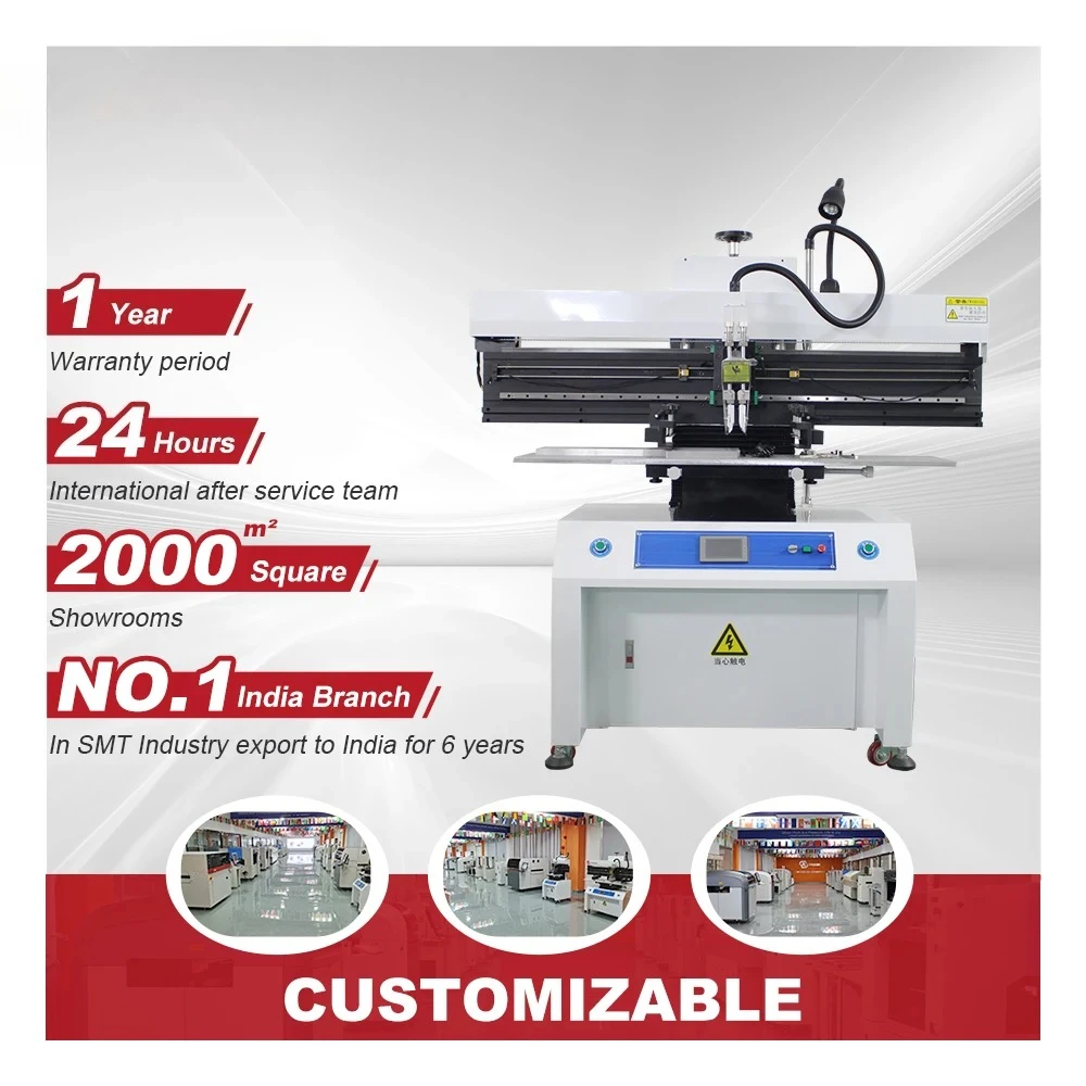 Customized smt smd printer machine 500/1000/1200mm screen pcb stencil printer semi automatic smt solder paster printer machine