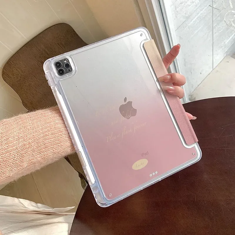 Gradient Pink English WordsTablet Case For iPad Pro 11 12.9 13 8.3 M5 M4 9.7 10.2 5/6/7/8/9 10/11th Mini 6 7 Air 5 6 Stand Cover