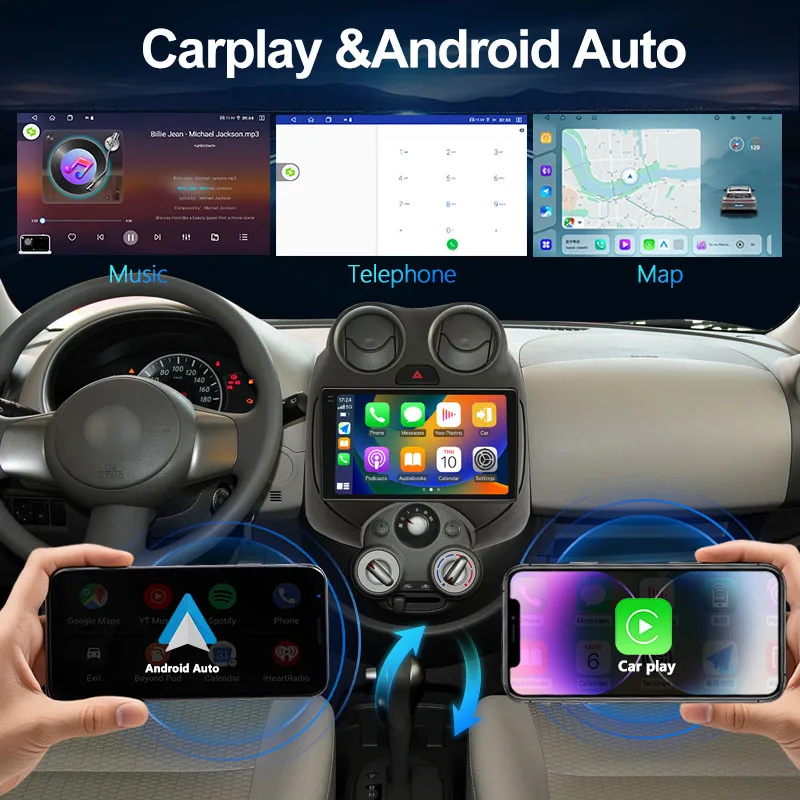 For Nissan Micra March K13 2010-2013 Car Radio Multimedia Video Player GPS Navigation 9'' 4G Carplay Android 14 Car Stereo Radio