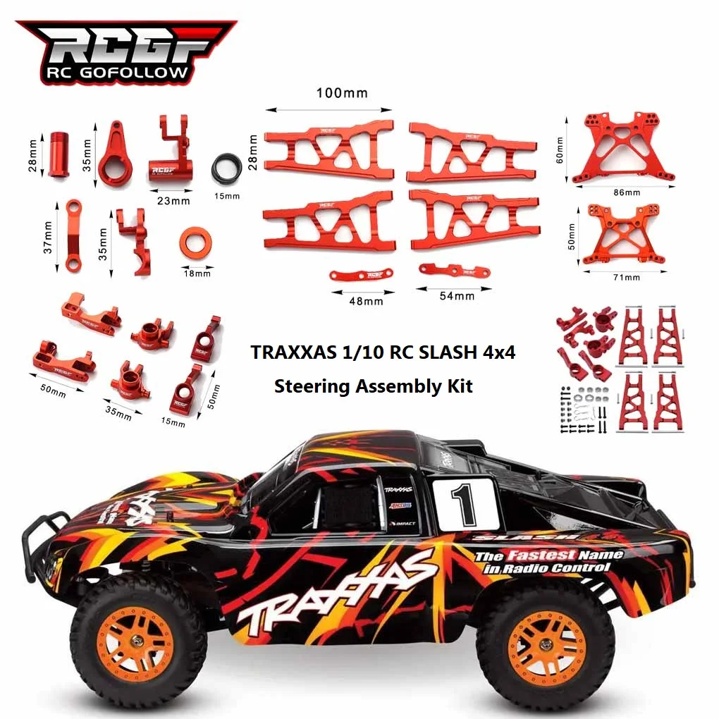 RCGOFOLLOW Aluminum Chassis Arm C Seat Rear Stub Axle Kits for 1/10 Traxxas SLASH 4x4 Rustler Stamped Hoss VXL A-arm Upgrade