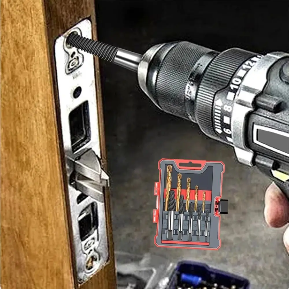 

Left Hand Drill Bit Set Carbon Steel Save Time Damaged Screw Remover Smooth Chip Removal Square Head Broken Wire Extractor