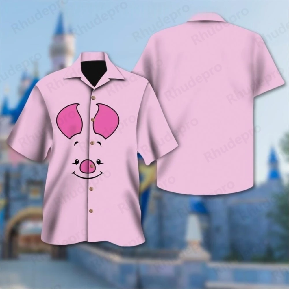 

Disney Winnie the Pooh Eeyore Women's Shirt Casual Short Sleeve Hawaiian Shirt Tops Cartoon Summer Fashion Holiday Beach Shirt