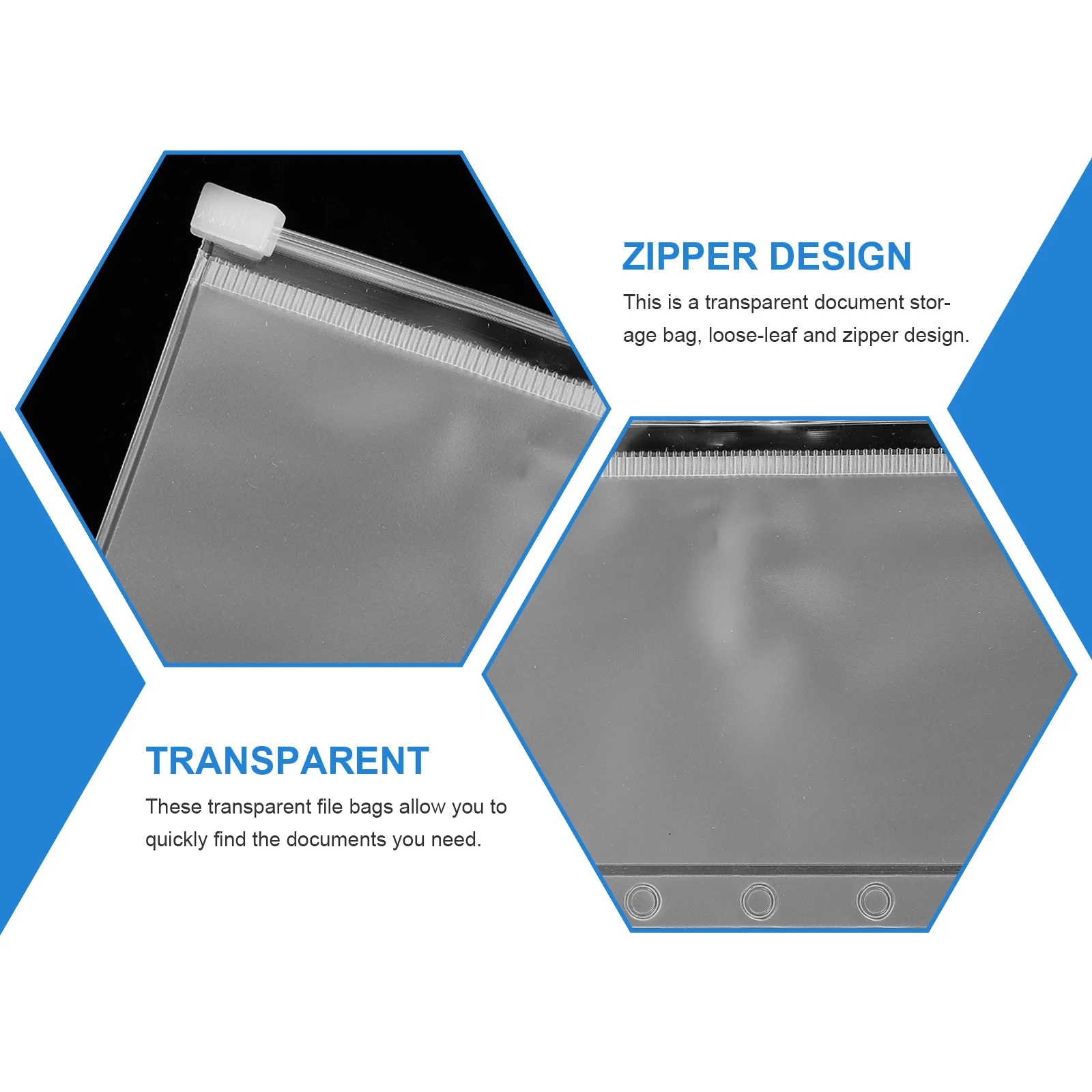 

5 шт. прозрачная сумка для хранения документов вкладыш на молнии с шестью отверстиями сумка для переплета папка-органайзер для файлов водонепроницаемый ПВХ документ