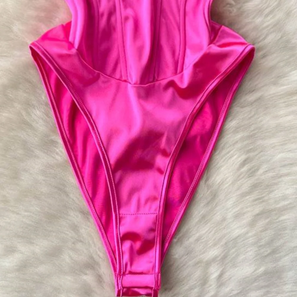 Fish Bone Waist Cinched Women\'s Bodysuit Rose Hotsweet Women\'s Pajamas Y2K Slim Sexy Sleeveless V-Neck Top Erotic Lingerie Hot