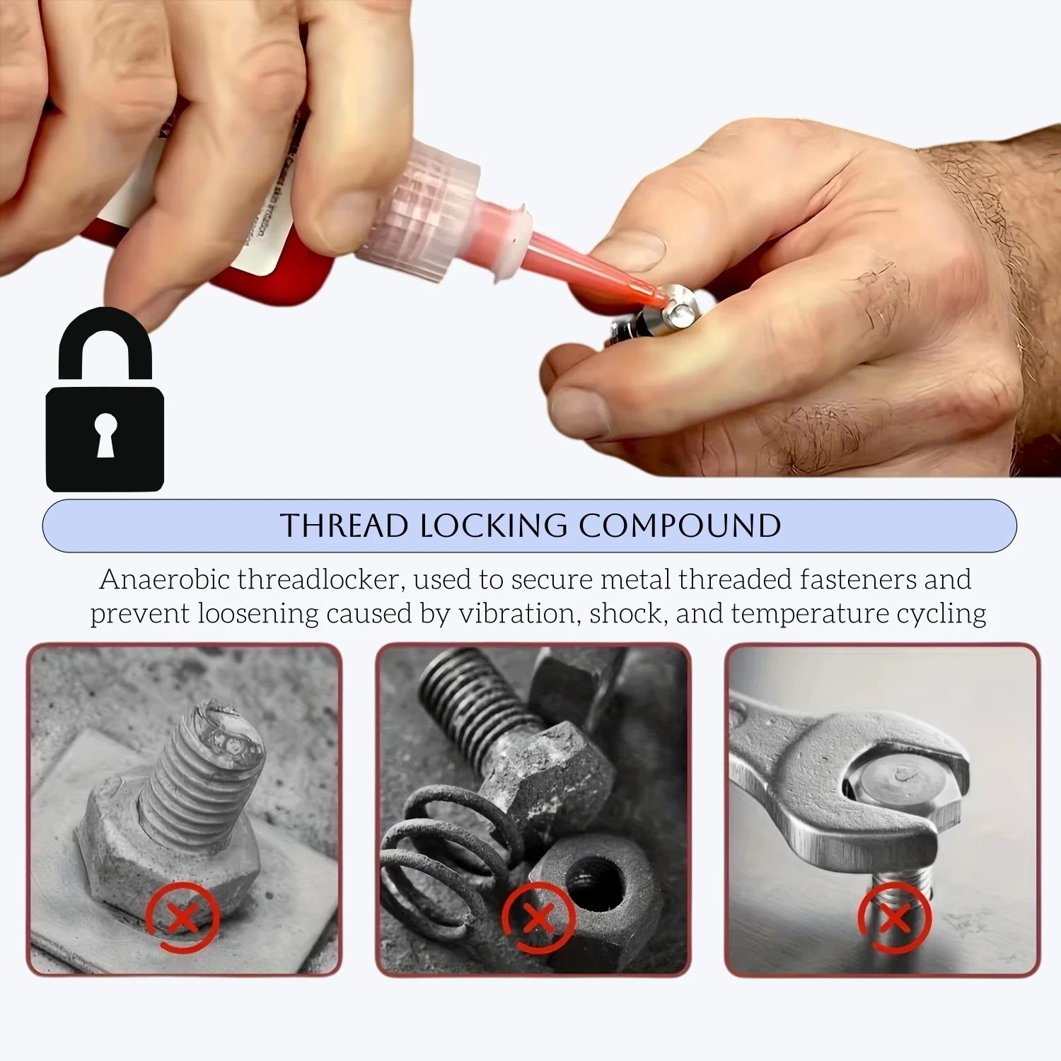10ml & 50ml 243 271 Medium to High Strength Threadlocker Blue/Red Screw Adhesive Anaerobic Adhesive Anti-Loosening Anti-Slip Sealing Threadlocker Thread Locking Adhesive Prevents Loosening.