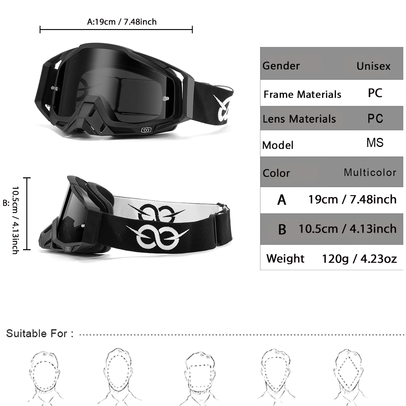 نظارات سباق موتوكروس مقاومة للرياح للدراجات النارية، نظارات سباق موتوكروس مقاومة للغبار لركوب الدراجات في الهواء الطلق والرياضات على الطرق الوعرة والتزلج المستقطب #2