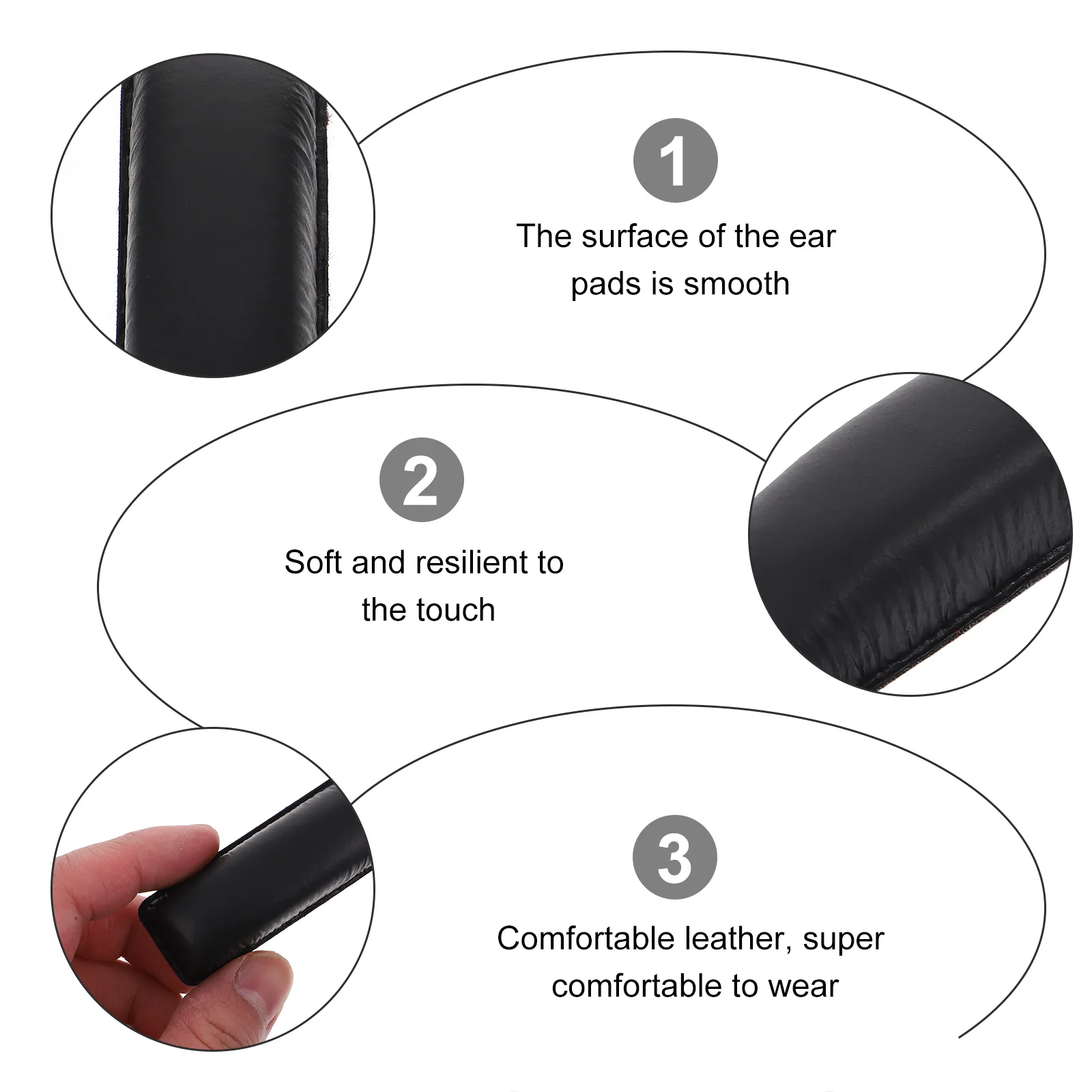 

2Pcs Earphone Protection Covers Black Durable Smooth Headset Headband Pads Scratch Proof Lightweight Rs160 Rs170 Rs180