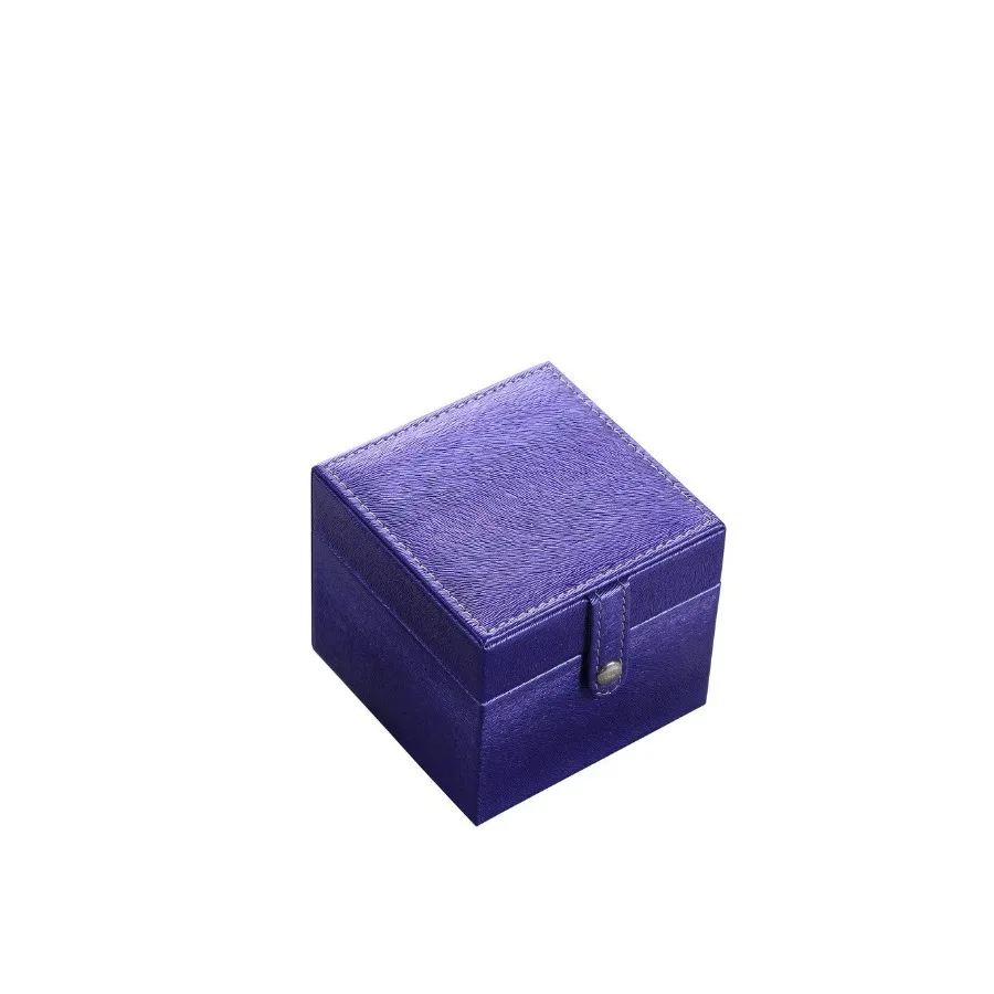 

4 Long Travel Jewelry Case Square Shaped Azure Blue