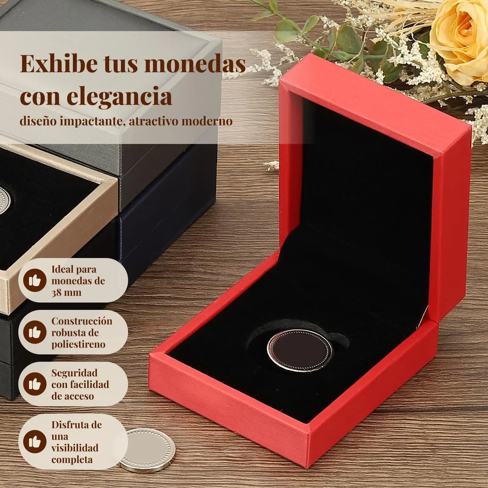 Coin Box 38mm Polystyrene Transparent Hard Shell Protective Display for Commemorative Coin Collection