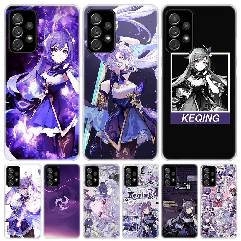 Ударопрочный чехол Keqing Genshin для телефона Samsung Galaxy A54 A53 A52 A14 A13 A12 A24 A23 A22 A34 A33 A32 A04S A03S A02S A42 A73 A72
