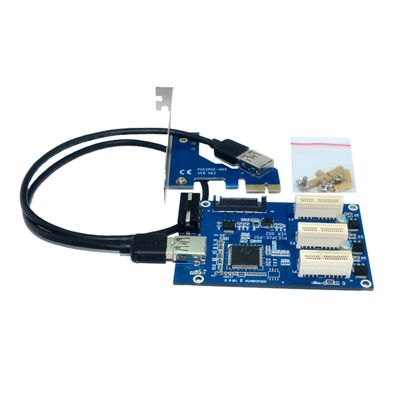 

PCIE To PCIE Adapter Card Pcie 1X Interface Expansion Card Riser Card PCIE 1-To-3 Port 1X Adapter Board