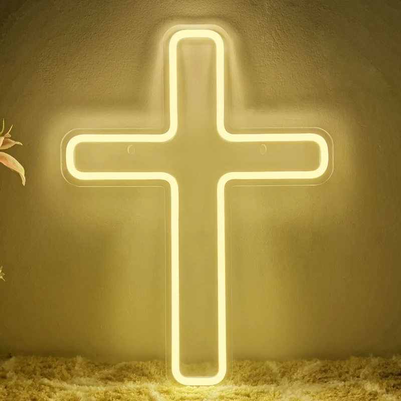 Jesus Cross LED Neon Light Sign Acrylic Neon Sign USB Dimmer Switch For Home Holiday Wedding Party Bar Club Wall Art Decor Lamps