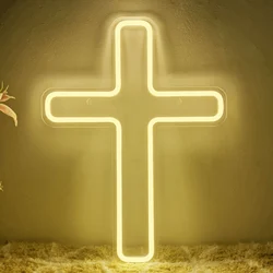 Jesus Cross LED Neon Light Sign Acrylic Neon Sign USB Dimmer Switch For Home Holiday Wedding Party Bar Club Wall Art Decor Lamps