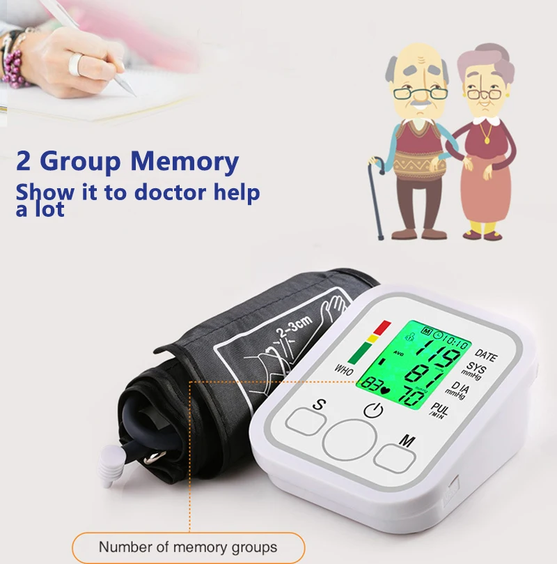 Full Automatic Upper Arm Electronic Sphygmomanometer Household Sphygmomanometer English Voice Broadcast Blood Pressure Meter