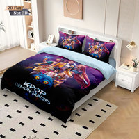 3pcs K-Pop Demon Hunters Print coreless Bedding Set Multi Sized Bedding Dormitory duvet Cover, Soft Decoration, Machine Washable