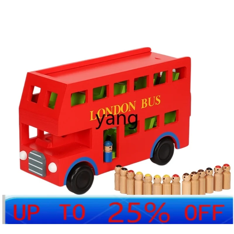 CX Children's Wooden Car Model Transport Large Toy Bus London Double Layer Bus