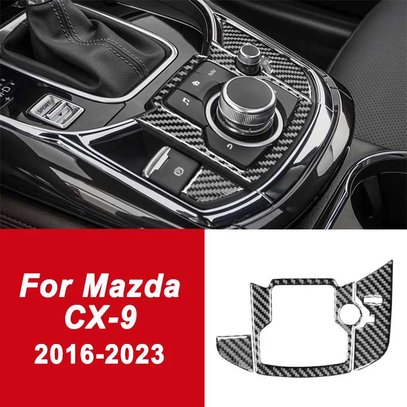 

For Mazda CX-9 CX 9 CX9 2016-2023 Center Console Button Frame Cover Carbon Fiber Decorative Sticker Car accessories