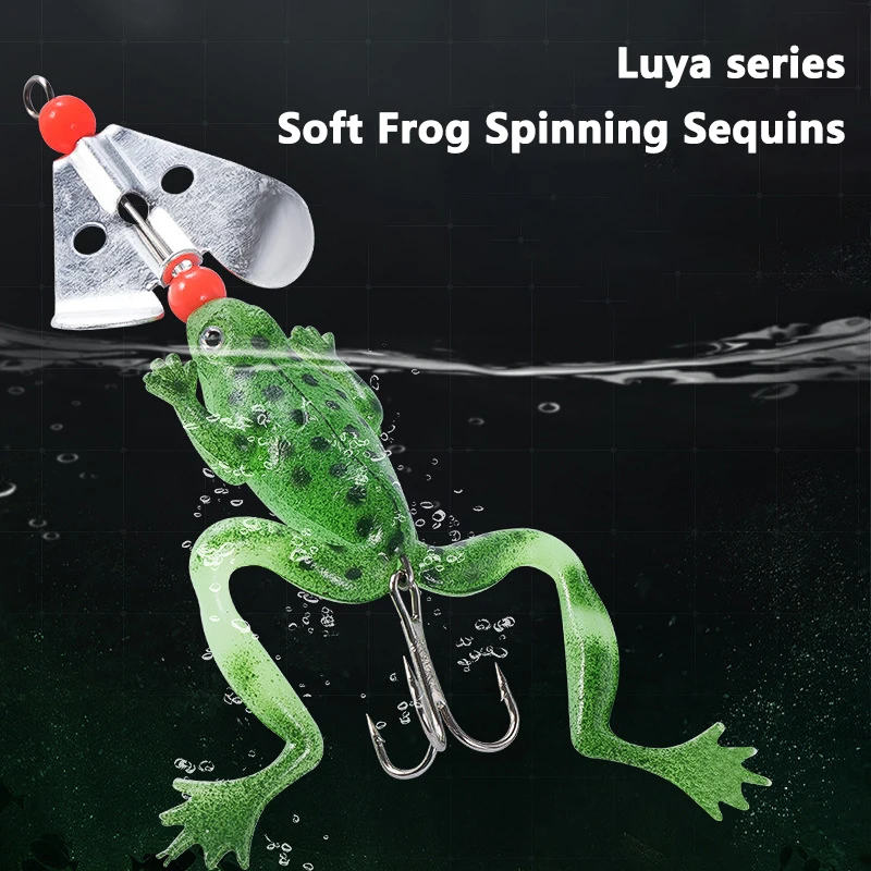 Spinning Composite Sequins Thunder Frog Soft Bait 6.5g/11cm Maple Leaf Style Anti-Hanging Bottom Frog