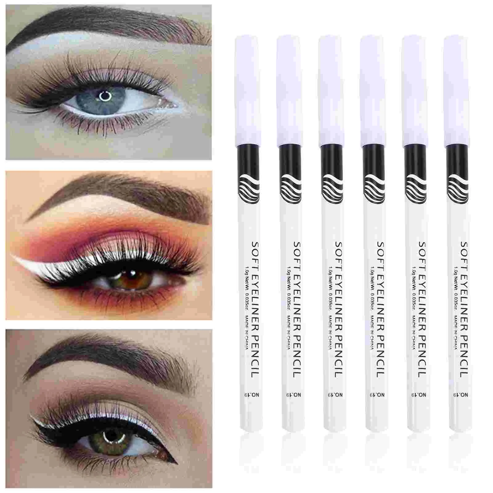 12 Pcs Color Eyeliner Pencil Eyeshadow White Water Activated Wooden Pole Highlighters