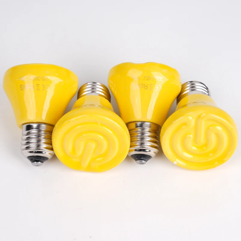 220V E27 Pet Heat Lamp Warmer Bulb Brooder Far Infrared Heating Lamp yellow Black Ceramic Chickens Tortoise Lizard Reptile Light