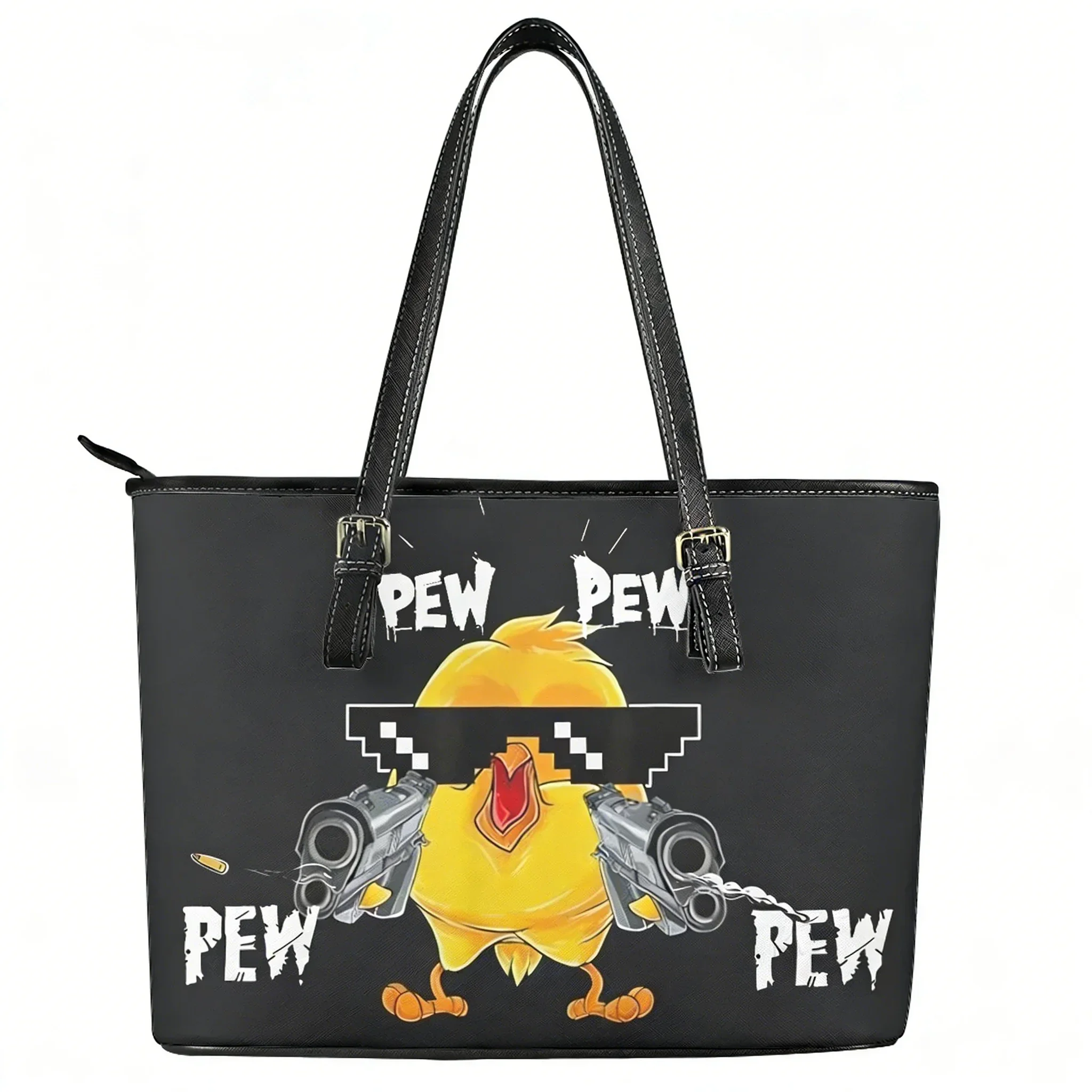 Pew Pew Madafakas Fun Pattern Custom Handbag Womens Mens Personalized Tote Bag Shoulder Bag Business Leather Purse Travel Bag