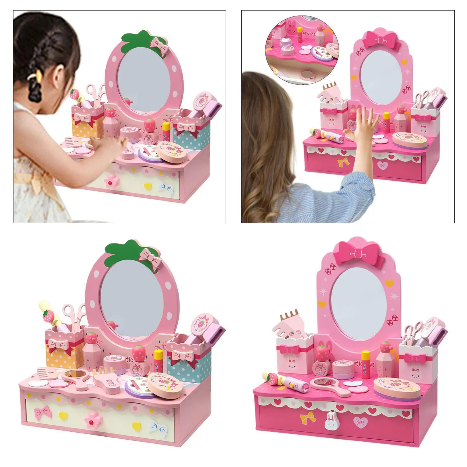 Houten ijdelheidsset voor kinderen Schoonheidssalon Speelset Educatieve Montessori make-upset Speelgoed Make-up accessoires voor feestartikelen