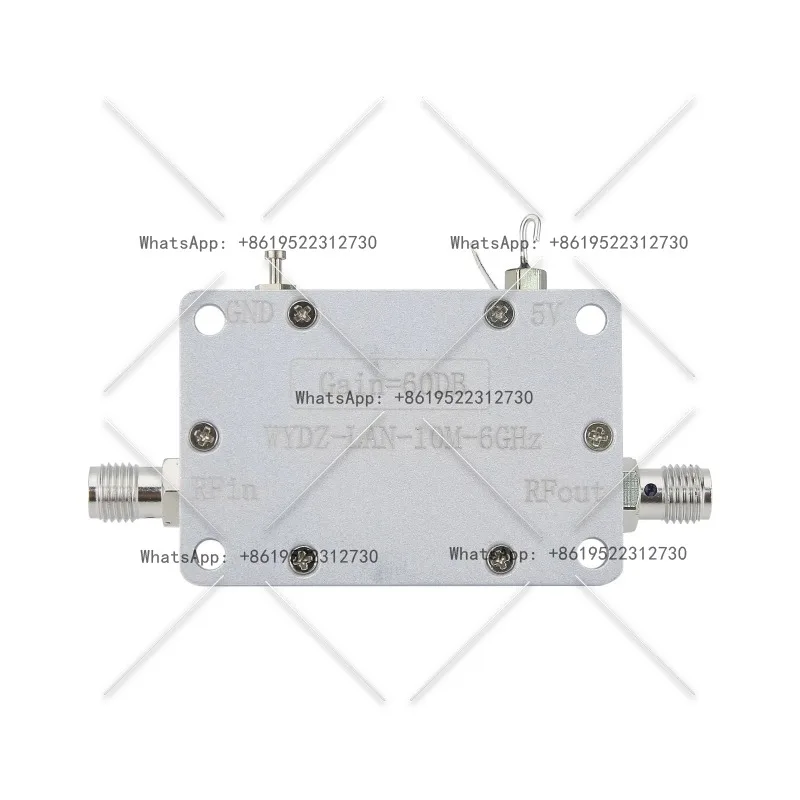Amplificador de banda ancha LNA de alta ganancia, amplificador de bajo ruido con conector hembra de aleación de memoria de forma para señal RF Dri, 10MHz-6GHz, 60dB
