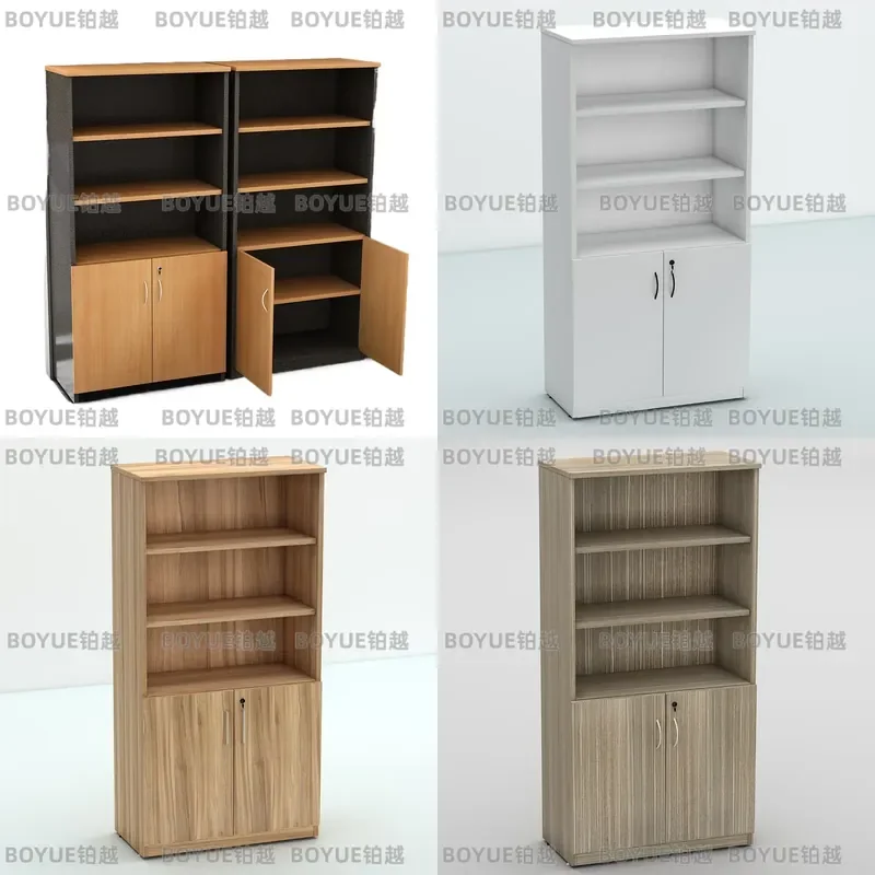 Tall Wooden File Storage Cabinet Modern Office Bookshelf Floor to Ceiling Bookcase Simple Integrated Shelving Unit for Home