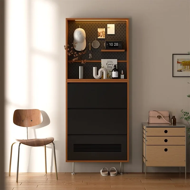 Medieval shoe cabinet Japanese retro small apartment door entrance entrance cabinet Tipping bucket large capacity narrow cabinet