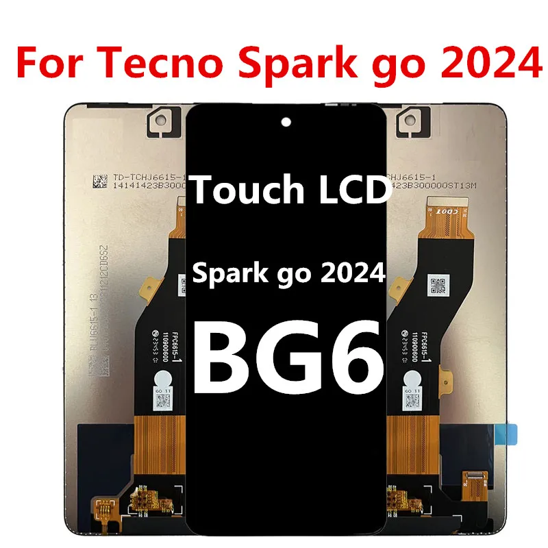 

6.6" Original For Tecno Spark go 2024 LCD BG6 Display Touch Screen Digitizer Assembly Replacement For BG6 LCD Repair Parts