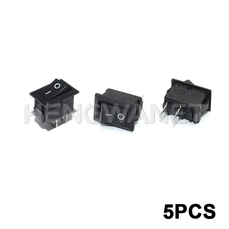 5Pcs round Rocker Switches 250V 3A 2-Pin ON/OFF Toggle SPST for Auto Car Truck Boat 10x15mm