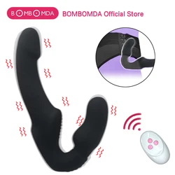 10 Speeds Strapless Strapon Dildo Vibrator Female Double Vibrating G Spot Adult Sex Toys for Women Couple Anal Prostate Massager