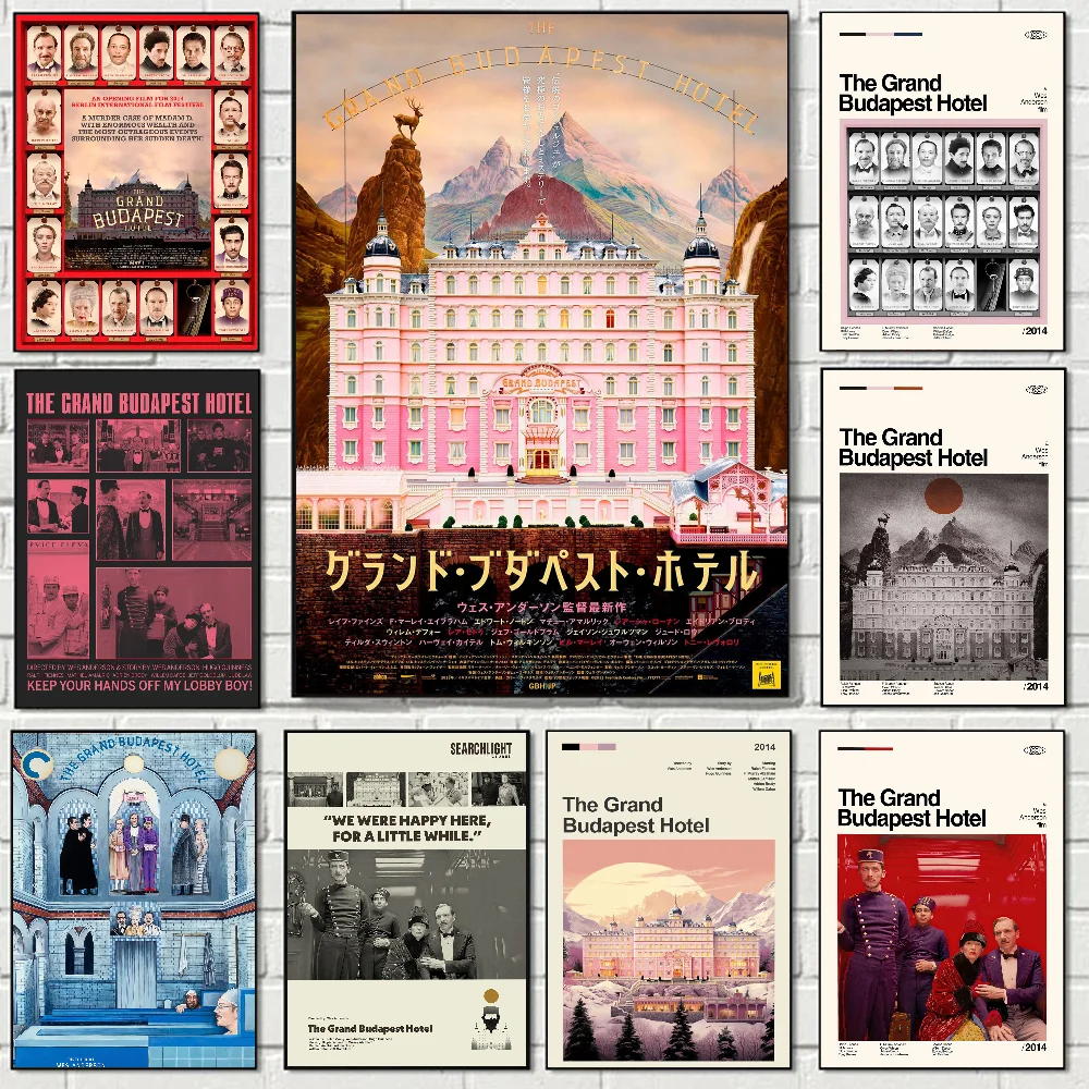 The Grand Budapest Hotel Poster Selbstklebende Kunst Wasserfester Papieraufkleber Kaffeehaus Bar Zimmer Wanddekoration