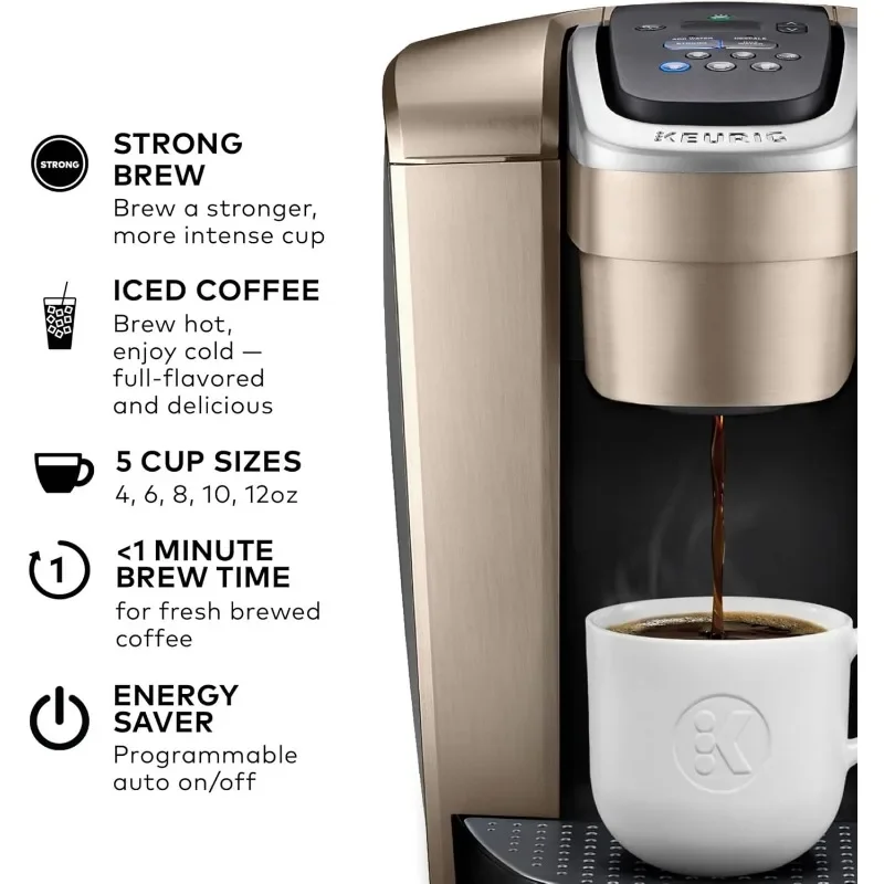 NEW.K-Elite Single Serve K-Cup Pod Coffee Maker, with Strength and Temperature Control, Iced Coffee Capability, 8 to 12oz Brew S