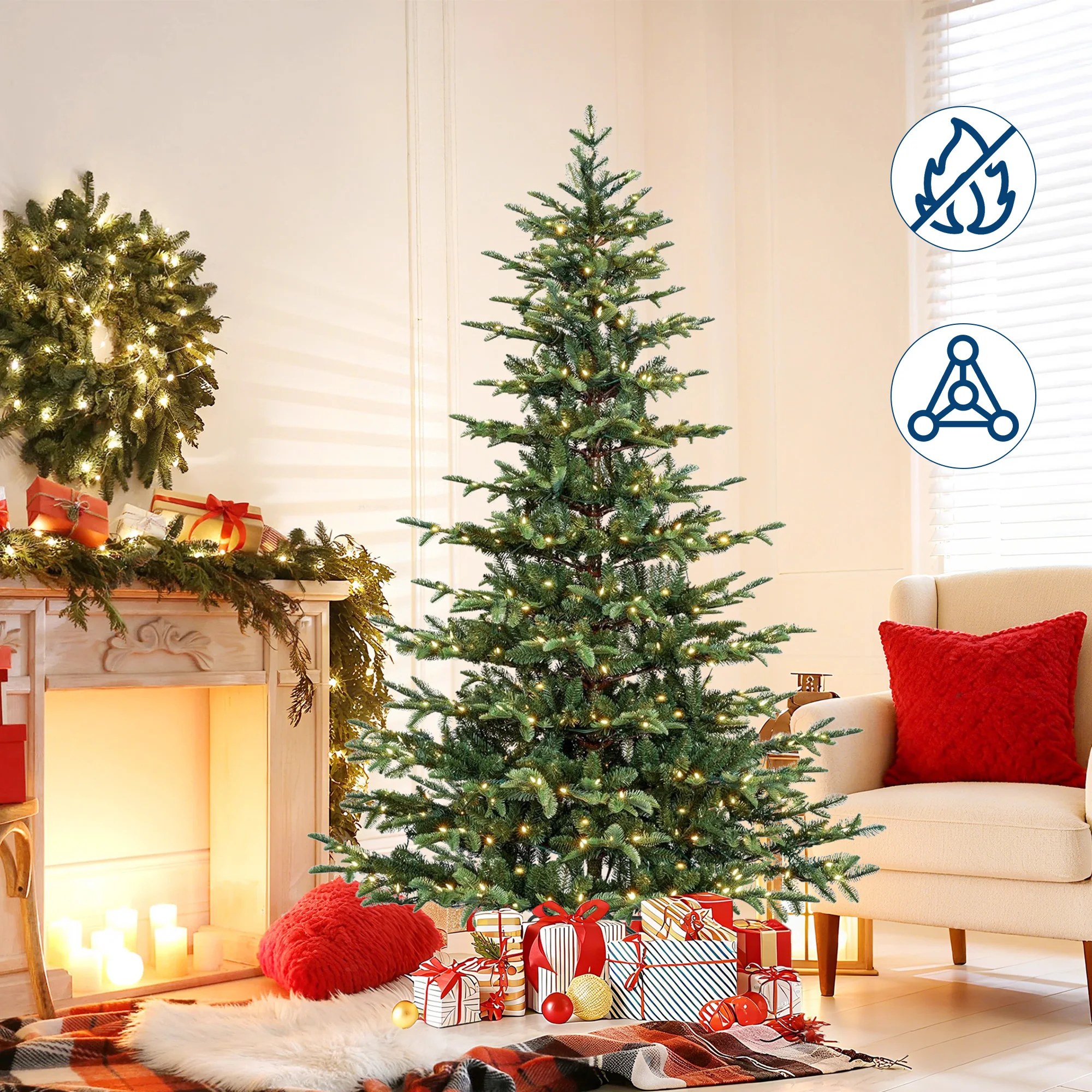 Albero di Natale Artificiale Autoformante in PE e PVC da 182,88 cm (6FT), Albero di Natale Automatico per Decorazioni Natalizie da Interno