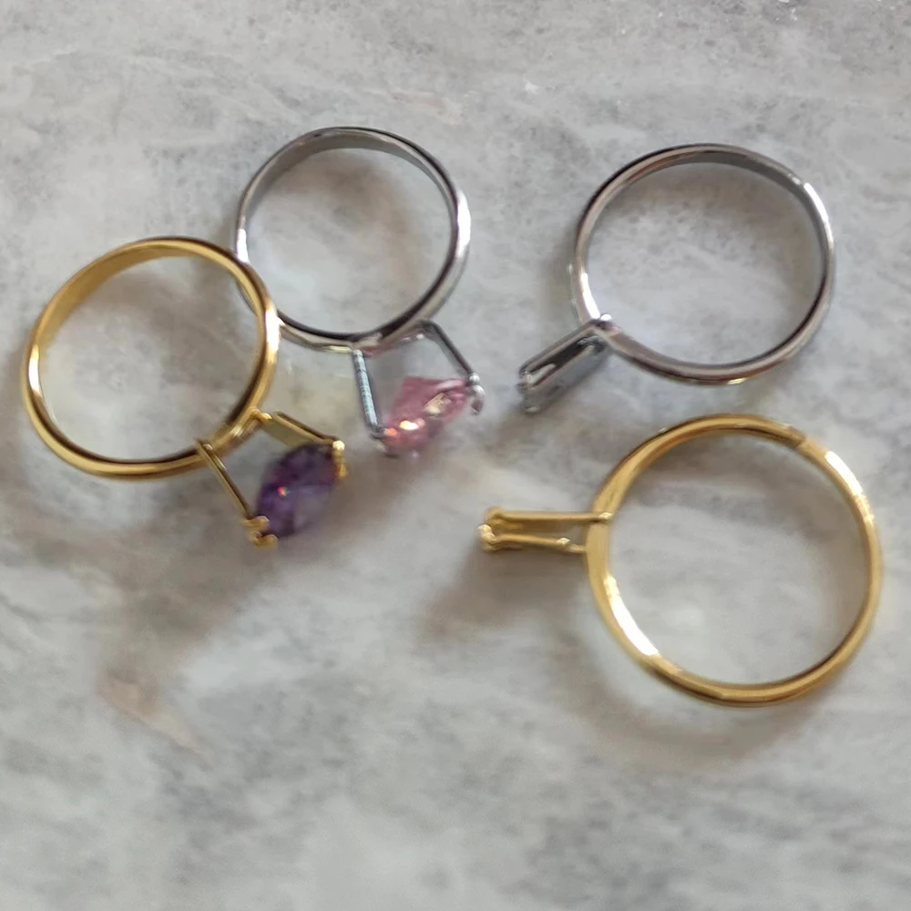 Metal Spring Type Ring Diamond Four-Claw Tweezers Stone Gemstone Holder Display Jewelry Tools Wedding Ring Try-on Equipment 1PC