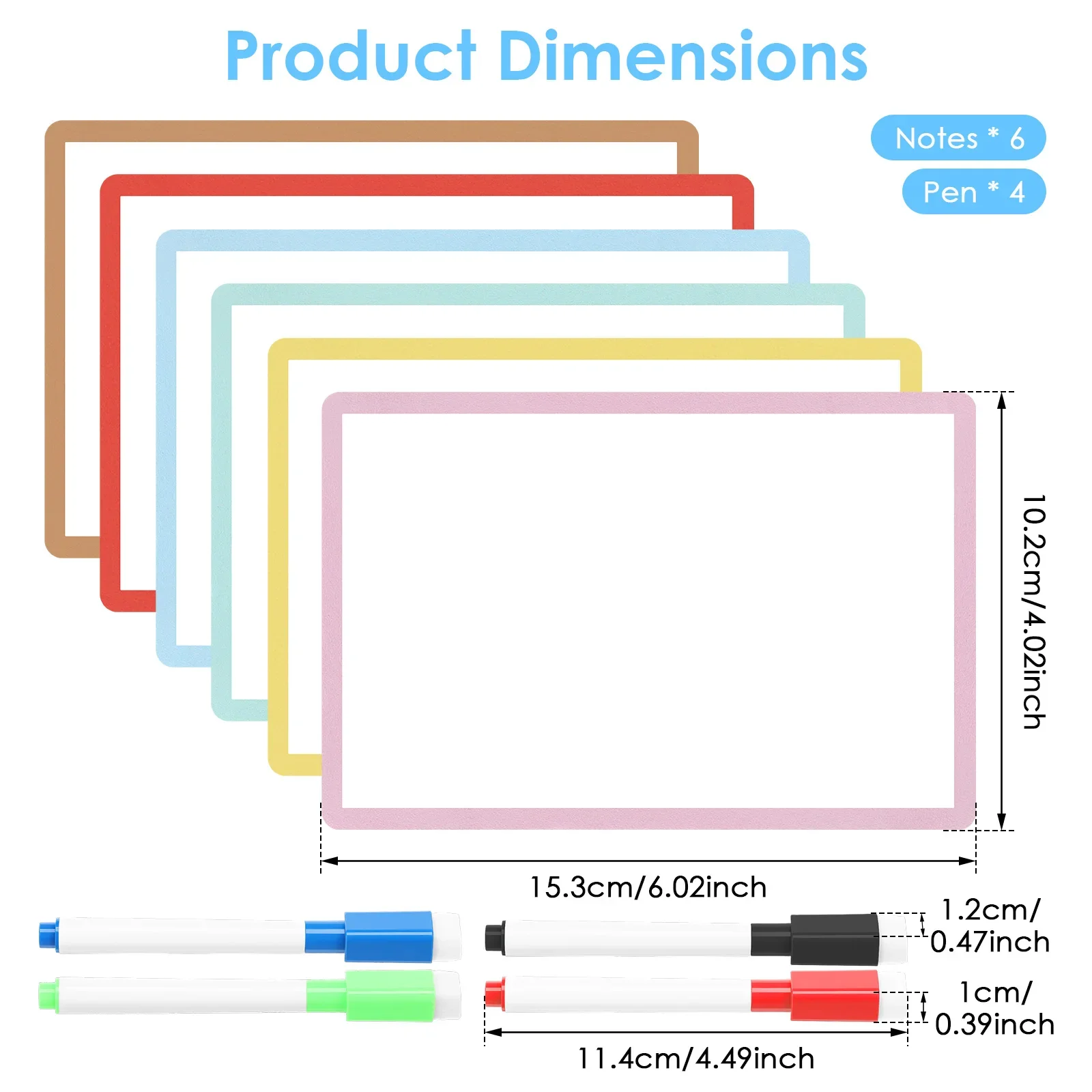 6Pcs 4x6in Magnetic Whiteboard Fridge Sticker Dry Erase White Board Magnet Tags for Home Refrigerator Office School Supplies