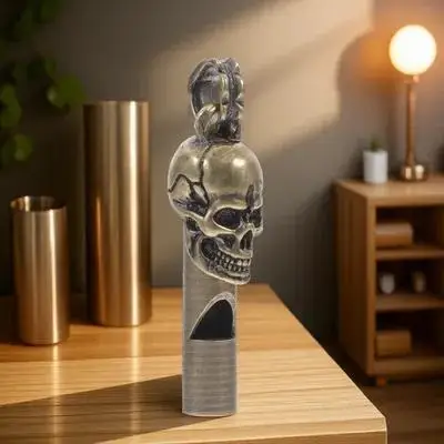 

Creative Skull Head Copper Whistle Emergency Outdoor Survival Party Spooky Themed Camping Portable Unique Metal Whistle