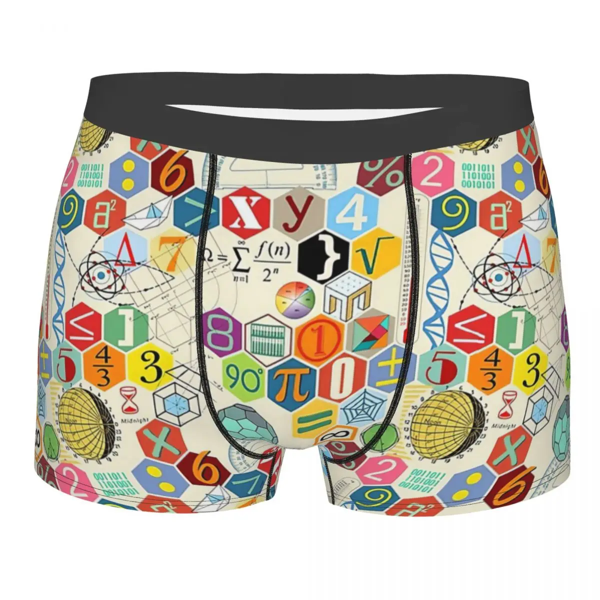 

MATH! Underpants Breathbale Panties Male Underwear Print Shorts Boxer Briefs