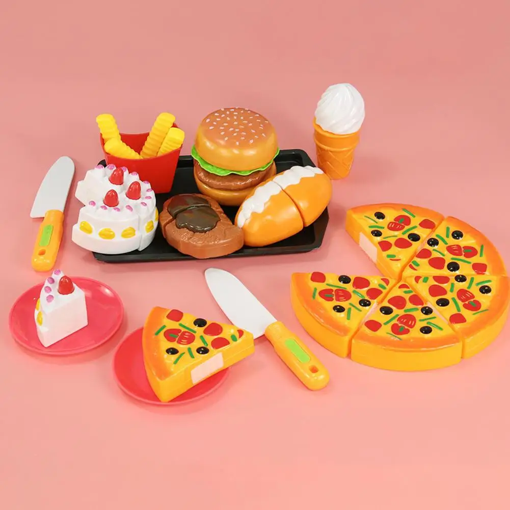 Simulazione Cibo Bambini Finta Cucina Giocattoli Hamburger Bistecca Pizza Fast Food Piatto Set Fai finta di giocare Gioco di cucina per bambini